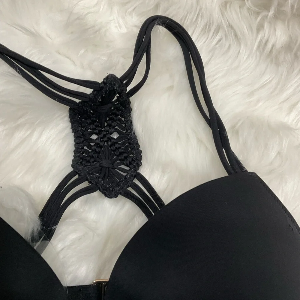 Vintage Victoria's Secret Black and Paisley Bikini Set